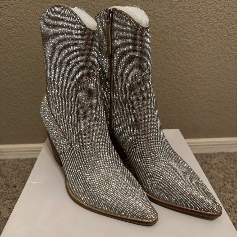 BEAST FASHION Silver Glitter Heeled Boots